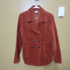 Cabi Double-Breasted Fitted Brown Soft Thick Corduroy Jacket M Boho Academic